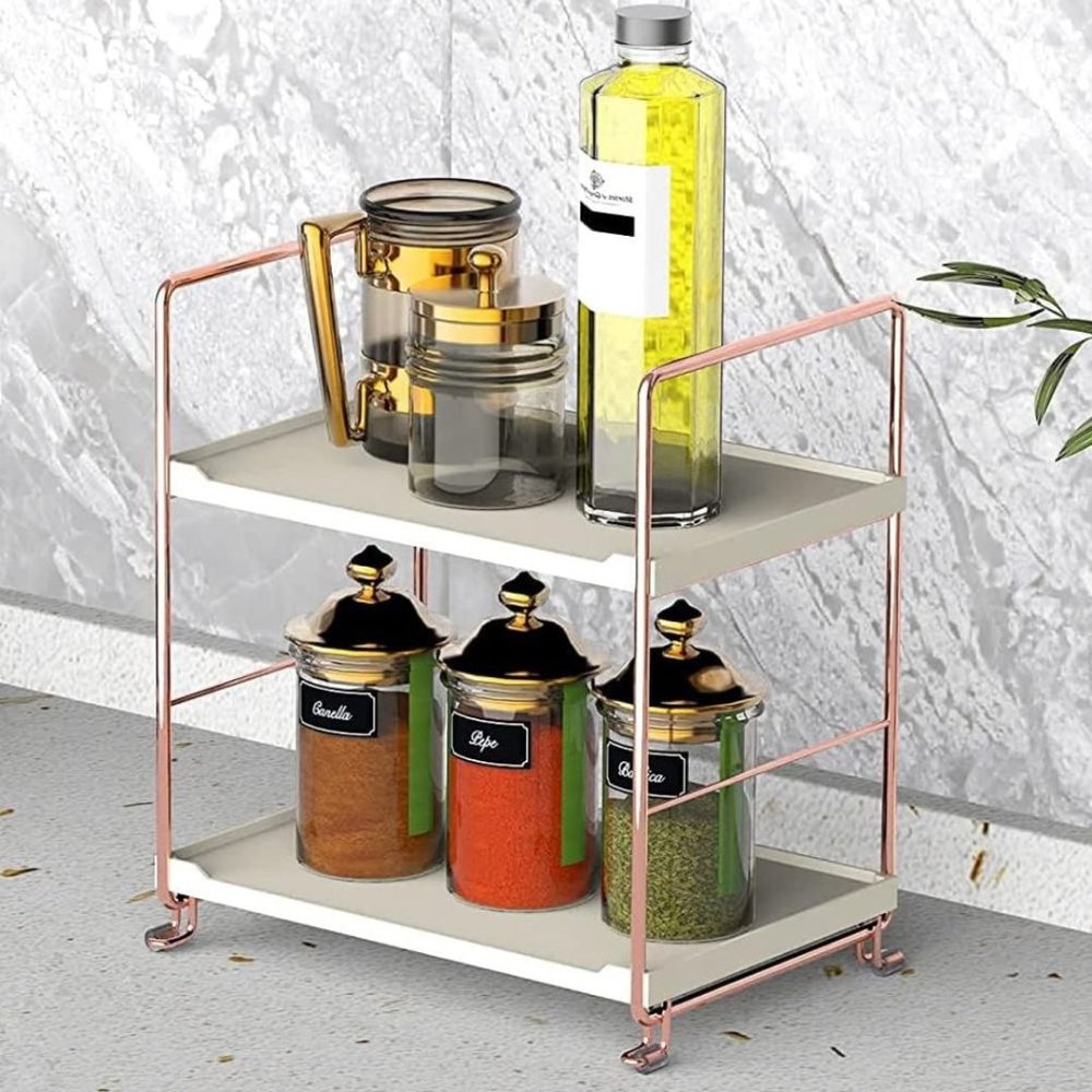 Plastic/Metal Freestanding Stackable Organizer Shelf Bathroom Countertop Storage